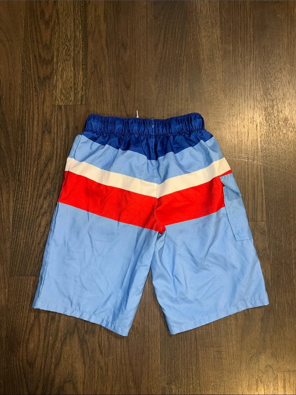 Oasis Blue & White Rashguard with Light Blue & Red Swim Shorts Size M (10-12)